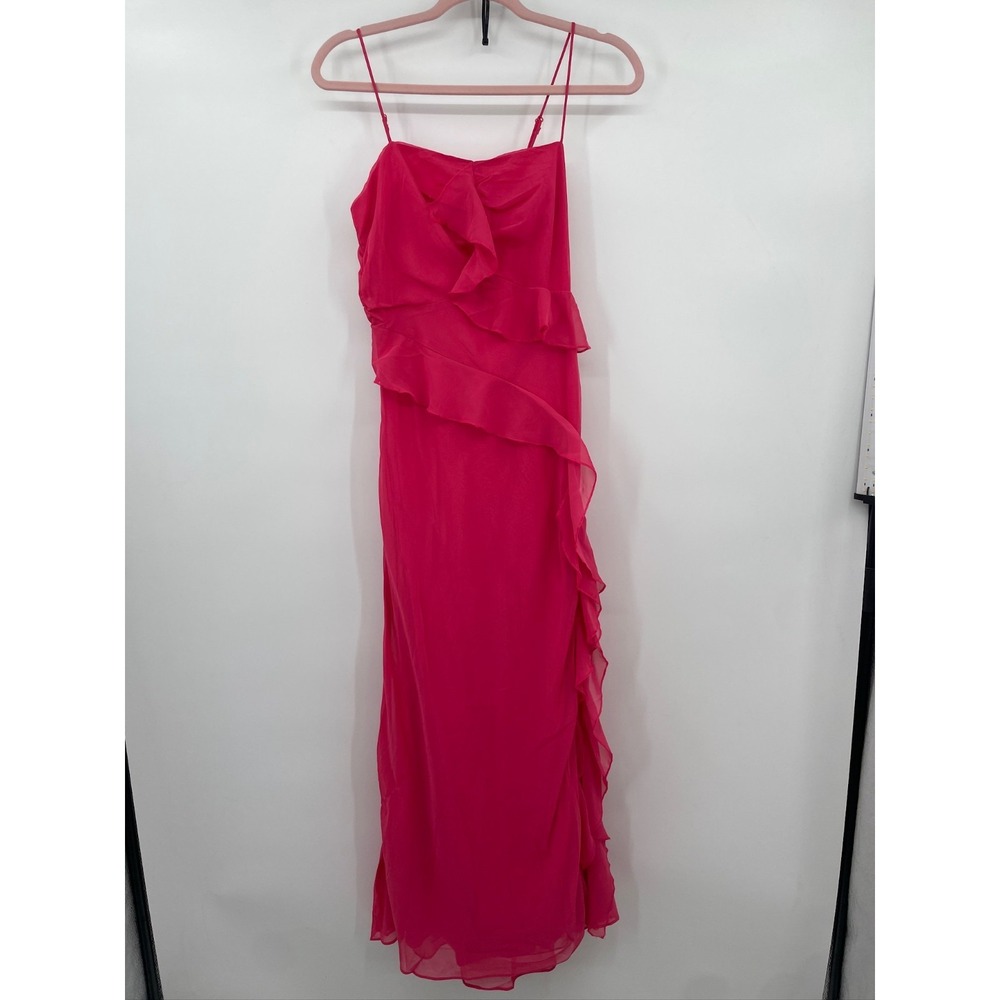 NWT‎ All About May Roni Midi Dress With Ruffle Trims Pink Size US 6